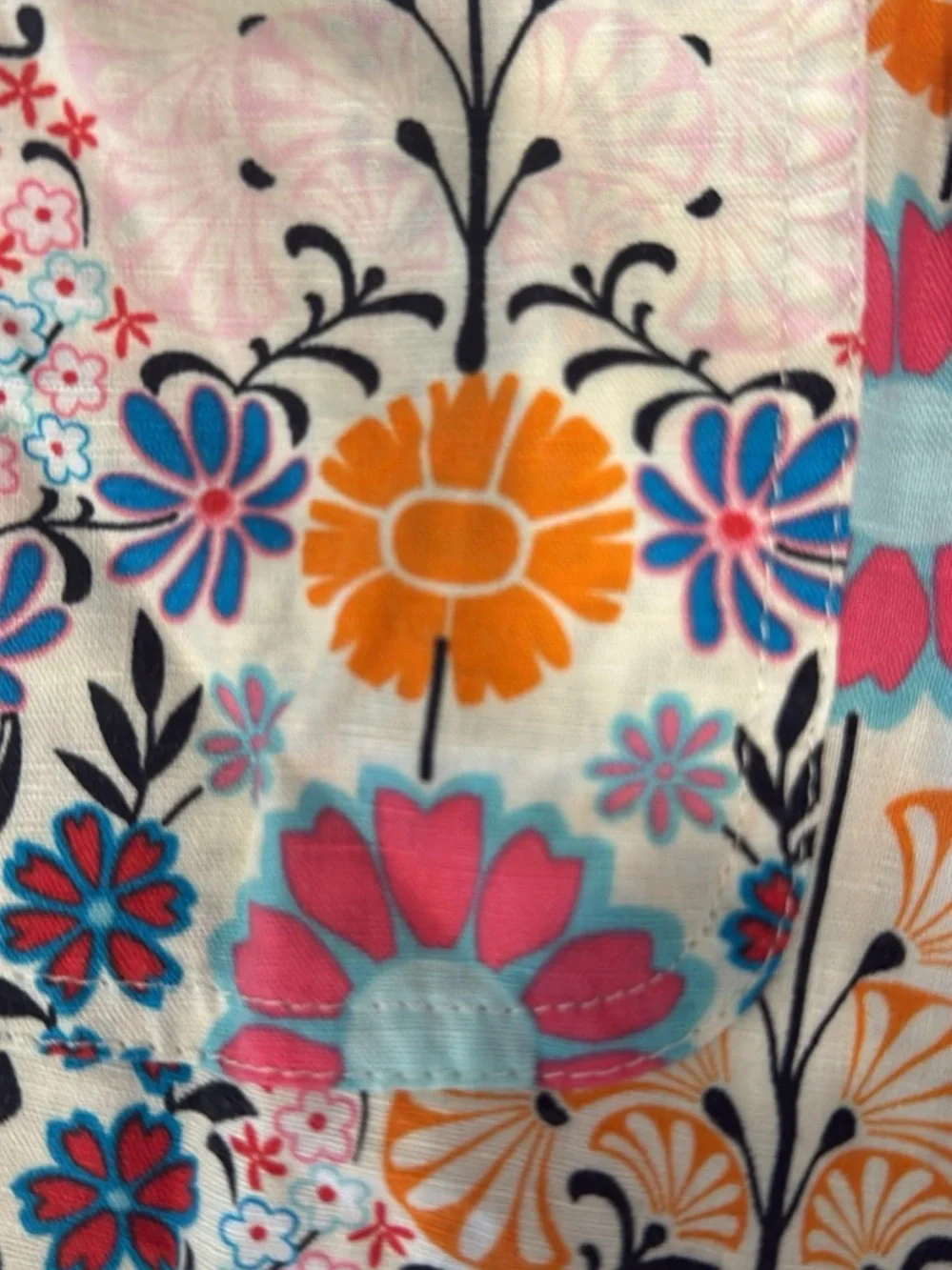 Talbots Floral Drawstring Bermuda Shorts - White, Pink, Orange, Blue